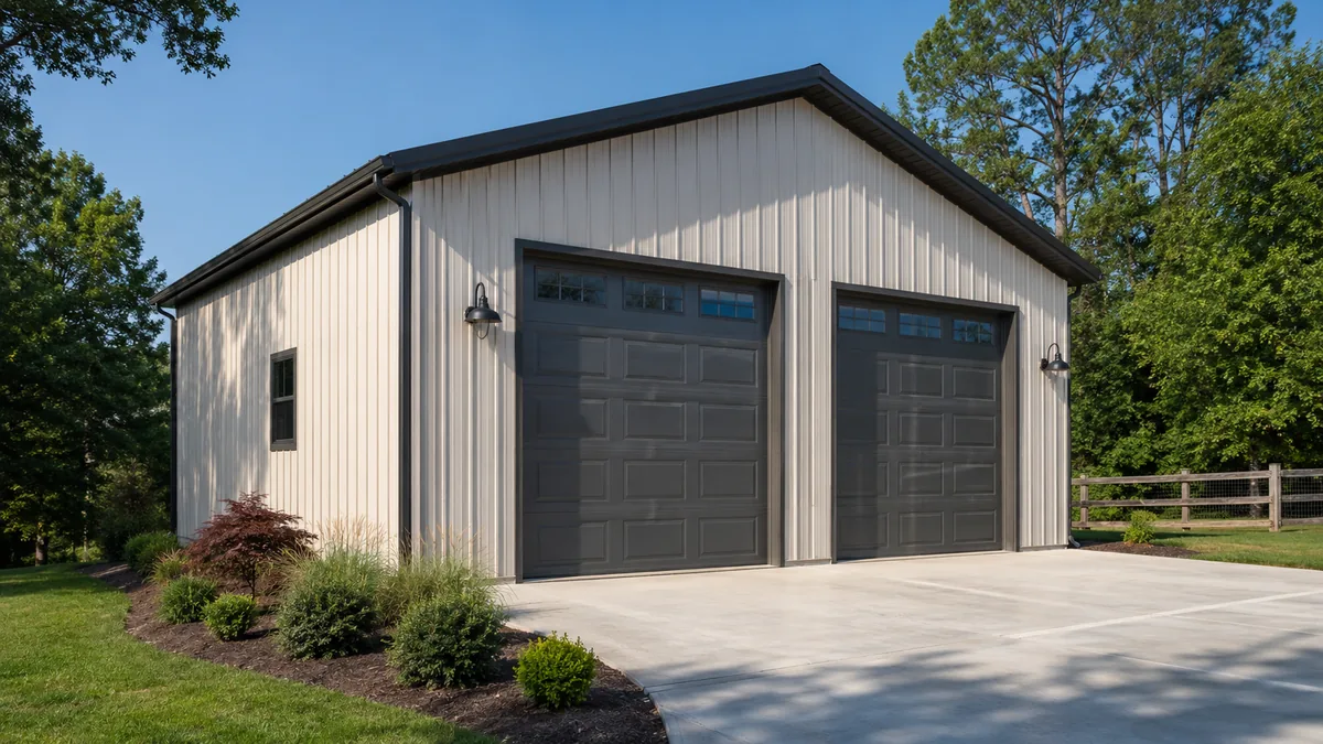 24x30 steel building and metal building exterior example for 24×30 2 Car Garage Layout