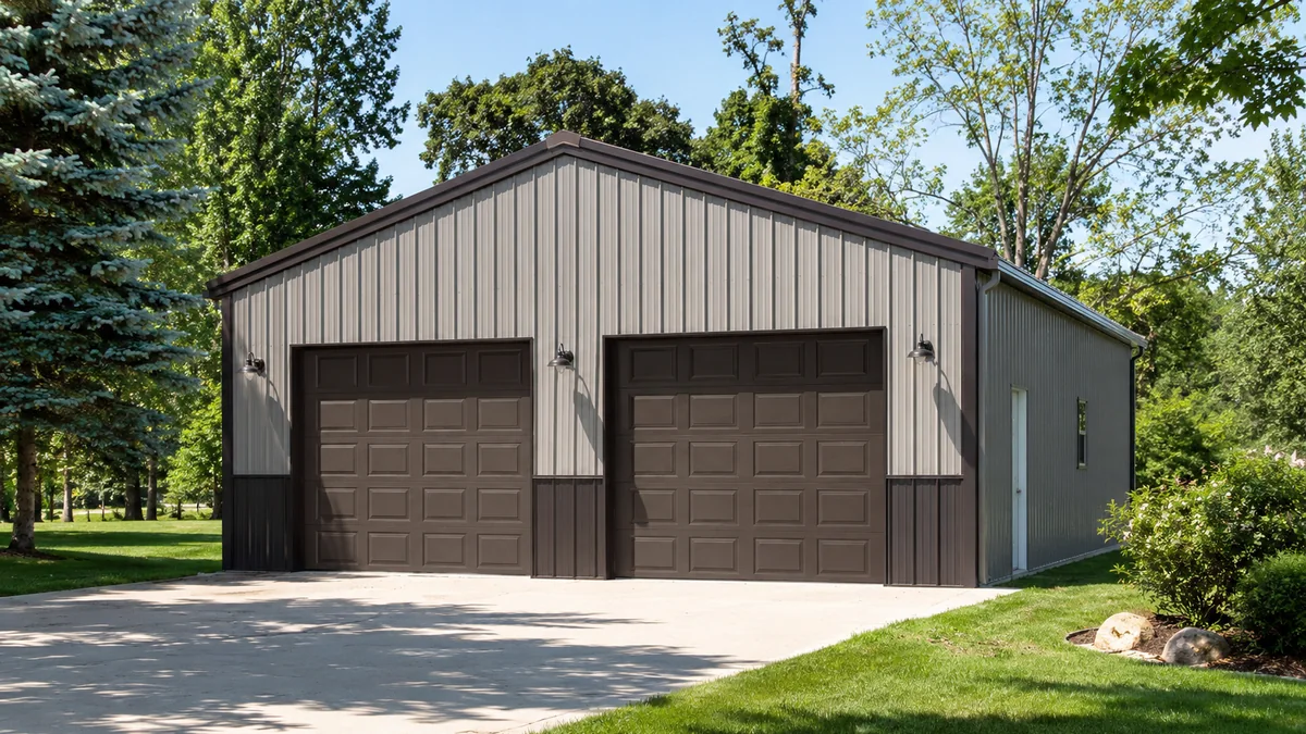24x36 steel building and metal building exterior example for 24×36 Two Car Garage Kit Layout