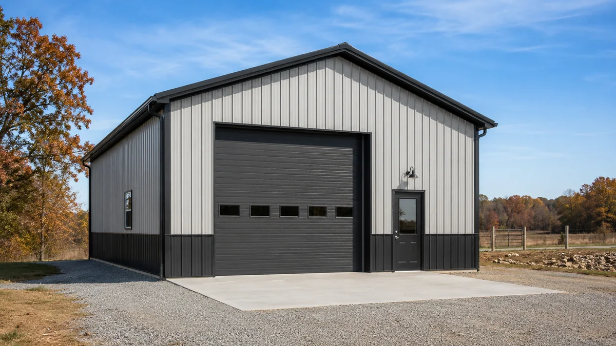 30x30 steel building and metal building exterior example for 30×30 Metal Shop Layout
