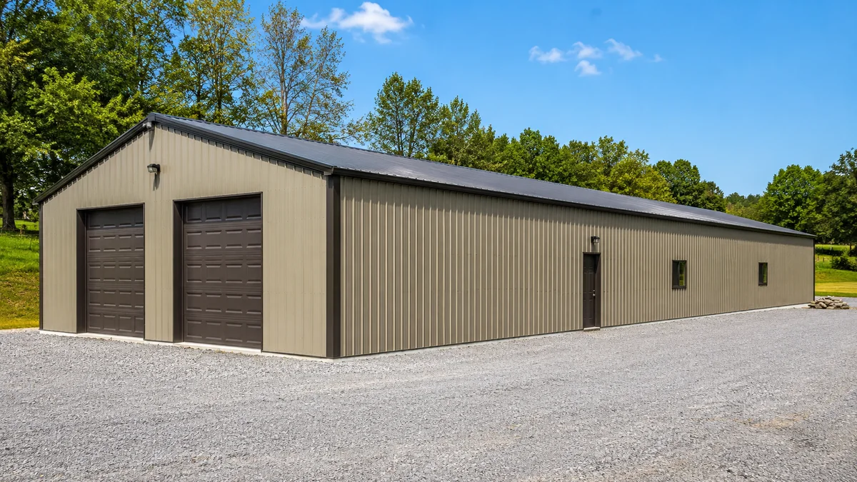30x80 steel building and metal building exterior example for 30×80 Long Garage and Storage Layout