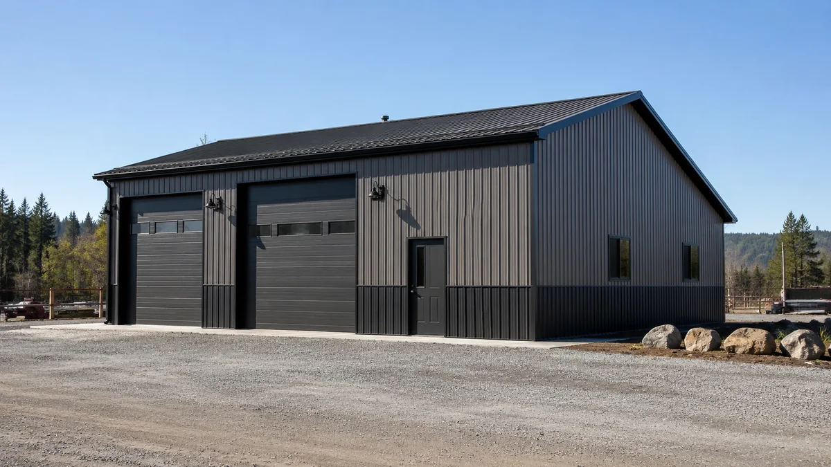 40x50 steel building and metal building exterior example for 40×50 Three Truck Garage Layout