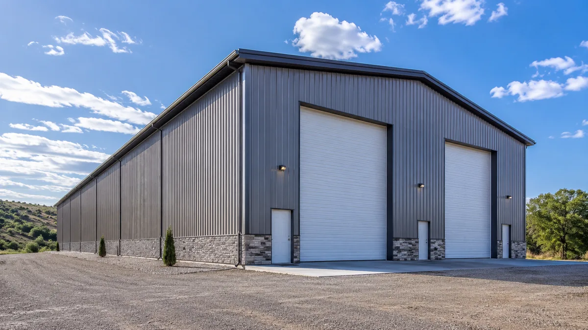 40x80 steel building and metal building exterior example for 40×80 RV Storage Layout