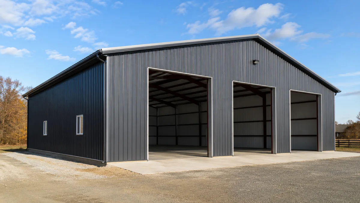 50x60 steel building and metal building exterior example for 50×60 Enclosed Trailer Storage Layout