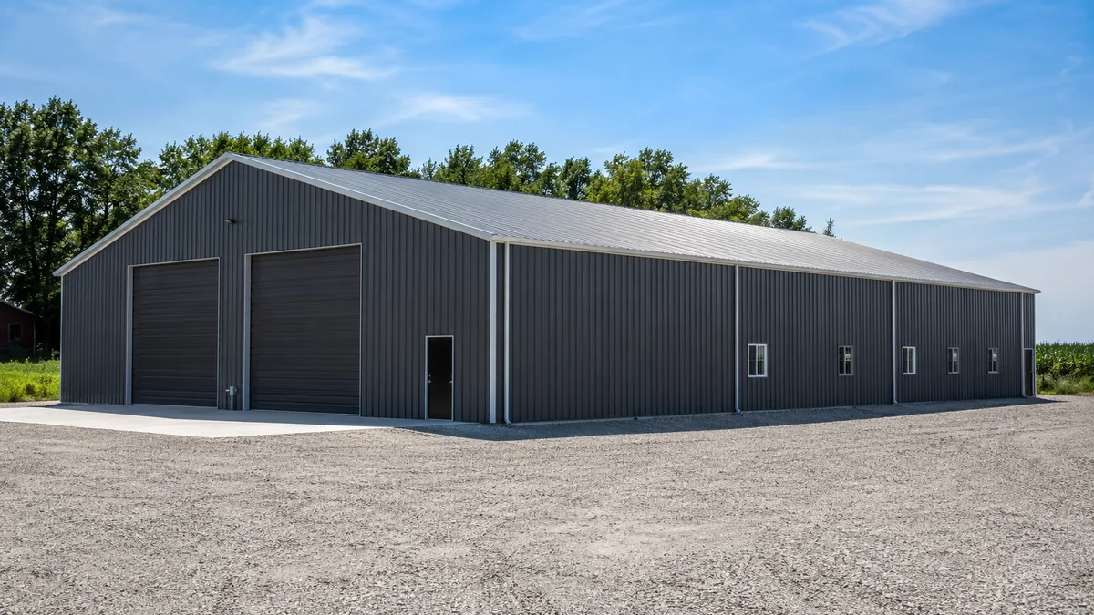 60x100 steel building and metal building exterior example for 60×100 Equipment Storage Layout