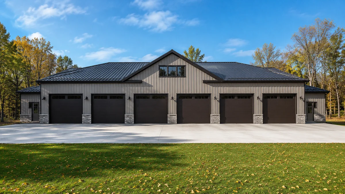 60x60 steel building and metal building exterior example for 60×60 Six Car Garage Layout