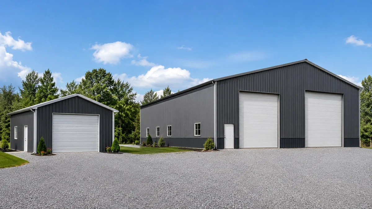 mixed use garage and shop metal building example