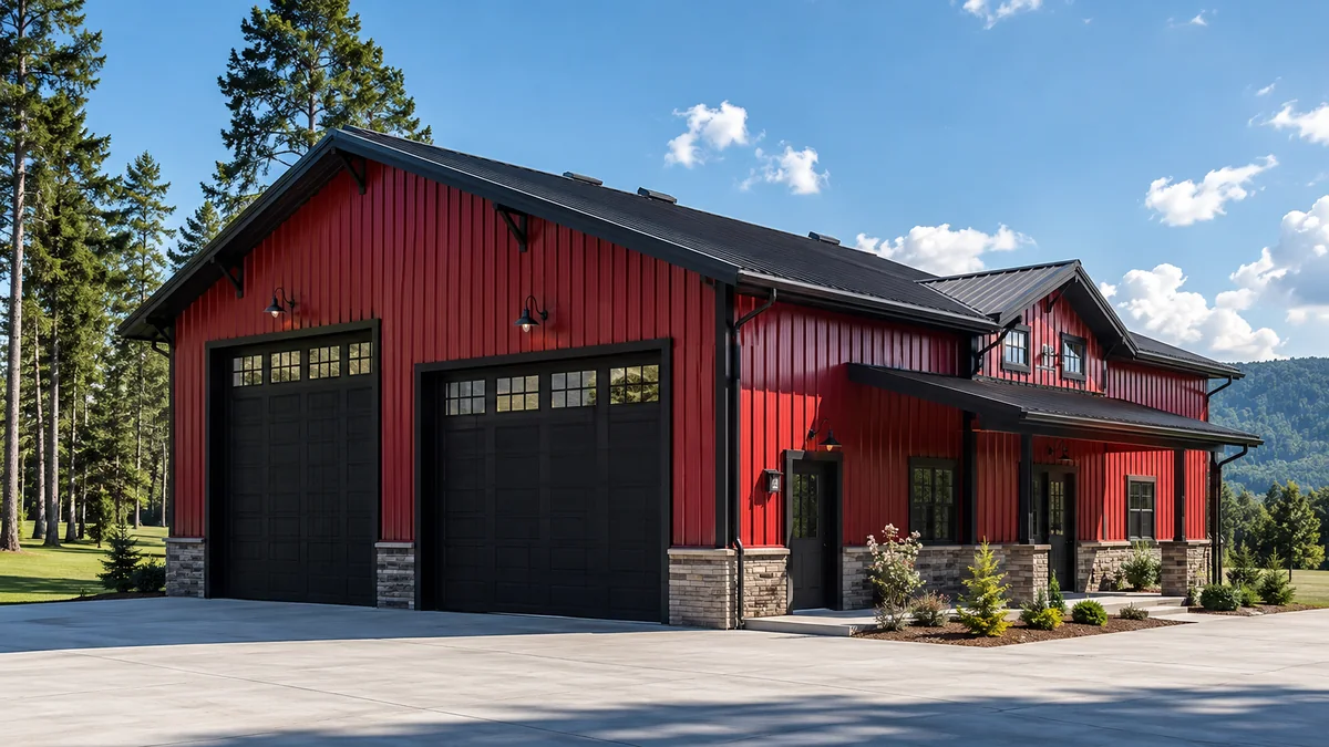 Premium red metal building dream shop and barndominium inspiration