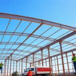 Metal building red iron frame guide image