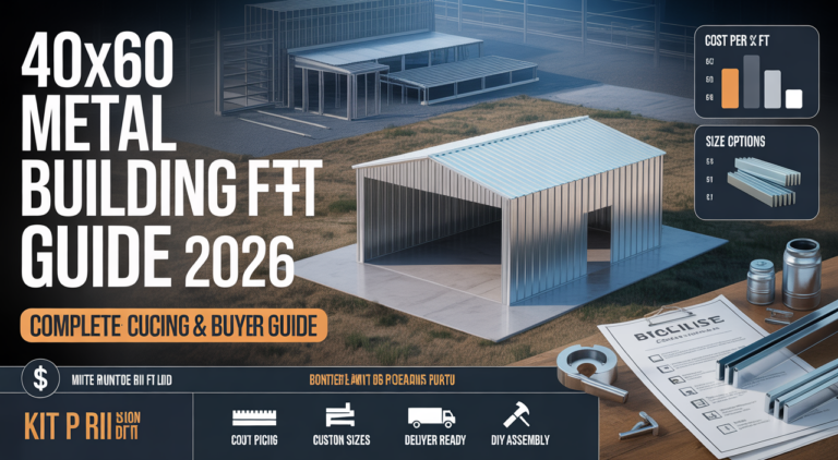 40x60 metal building kit infographic — SteelBuildingKit.com independent buyer's guide