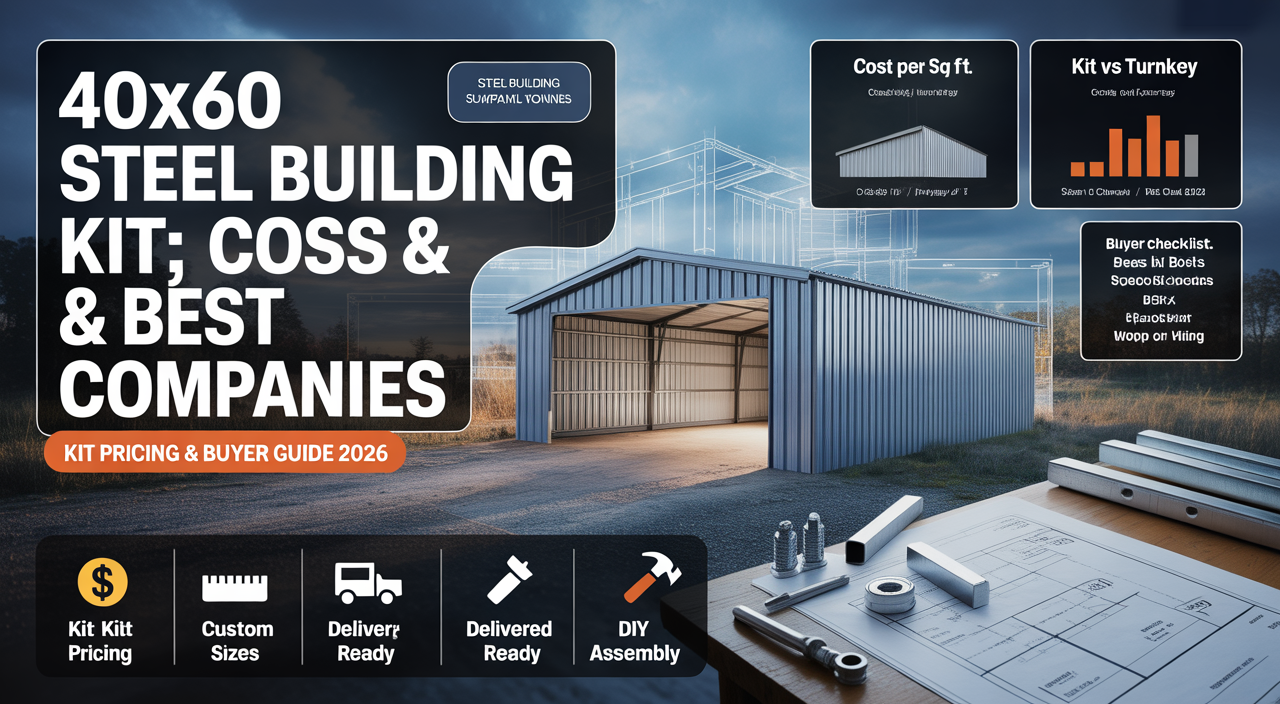 40x60 steel building kit cost infographic - SteelBuildingKit.com independent buyer guide