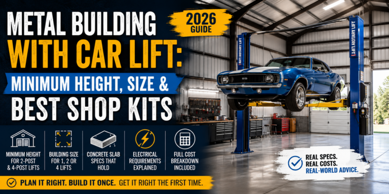 Metal Building with Car Lift