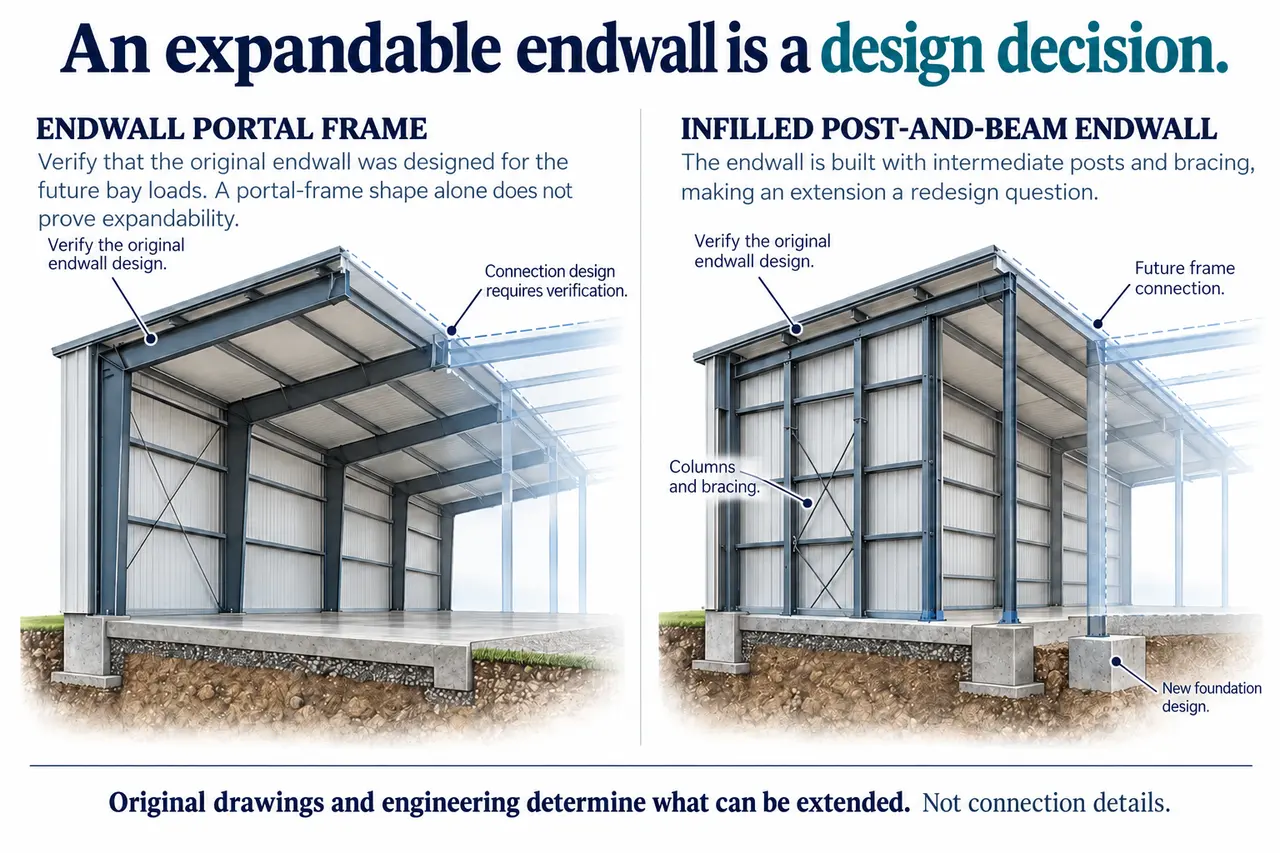 Metal building expandable endwall frame review.